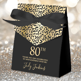Caja Para Regalos 80th Birthday Gold Leopard Print Thank You