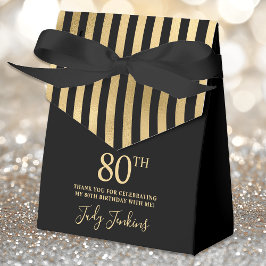 Caja Para Regalos 80th Birthday Gold Striped Thank You