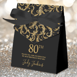 Caja Para Regalos 80th Birthday Gold Swirls Thank You