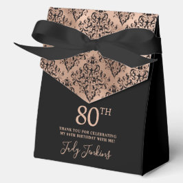 Caja Para Regalos 80th Birthday Rose Gold Damask Thank You 