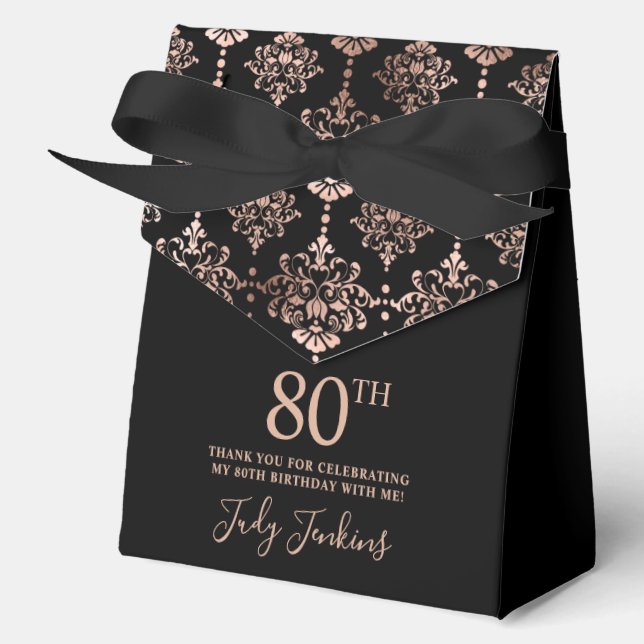 Caja Para Regalos 80th Birthday Rose Gold Elegant Thank You  (Anverso)