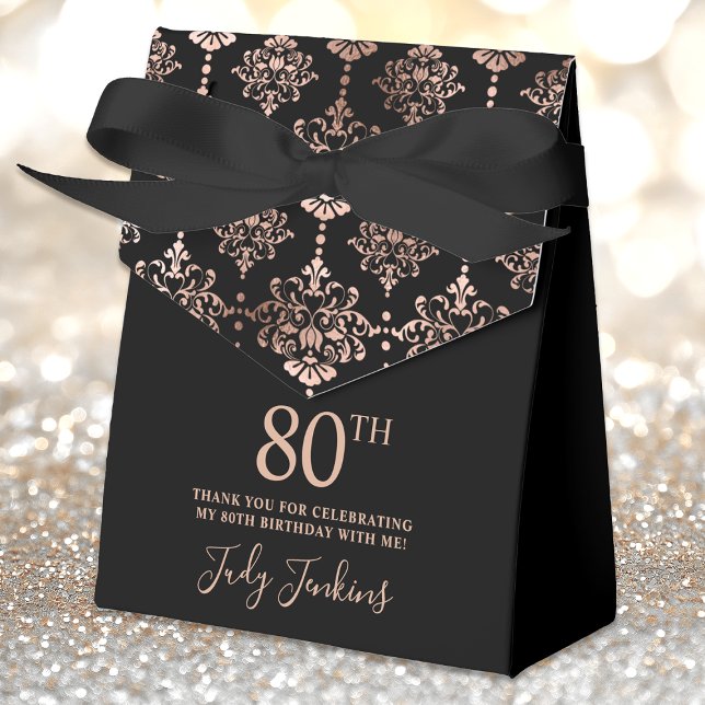 Caja Para Regalos 80th Birthday Rose Gold Elegant Thank You  (Subido por el creador)