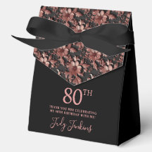 80th Birthday Rose Gold Floral Thank You 