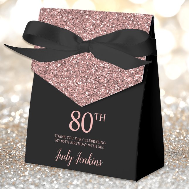 Caja Para Regalos 80th Birthday Rose Gold Glitter Thank You (Subido por el creador)