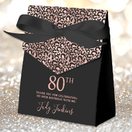 Caja Para Regalos 80th Birthday Rose Gold Leopard Print Thank You