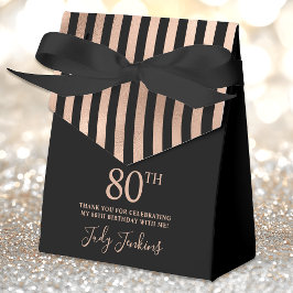 Caja Para Regalos 80th Birthday Rose Gold Striped Thank You