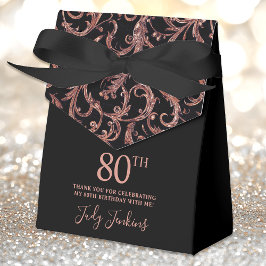 Caja Para Regalos 80th Birthday Rose Gold Swirls Thank You