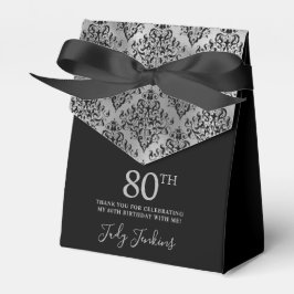 Caja Para Regalos 80th Birthday Silver Damask Thank You