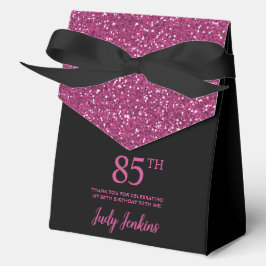 Caja Para Regalos 85º cumpleaños Purpurina Black Hot Pink Gracias
