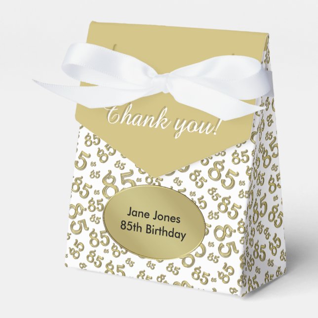 Caja Para Regalos 85º patrón de número aleatorio de oro/blanco (Front Side)
