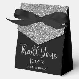 Caja Para Regalos 85.º cumpleaños Purpurina de plata negro gracias