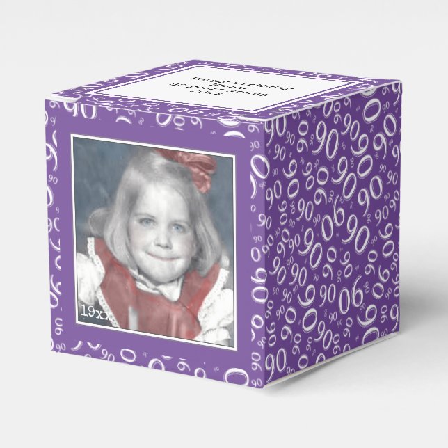 Caja Para Regalos 90.ª foto-Patrón de números morado/blanco (Costado Anverso)