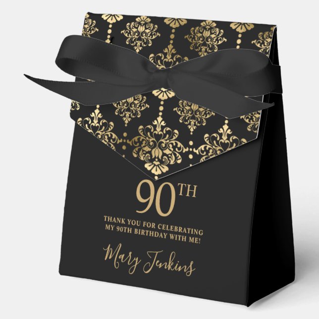 Caja Para Regalos 90th Birthday Gold Elegant Thank You  (Anverso)