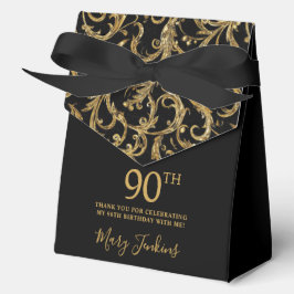 Caja Para Regalos 90th Birthday Gold Swirls Thank You 