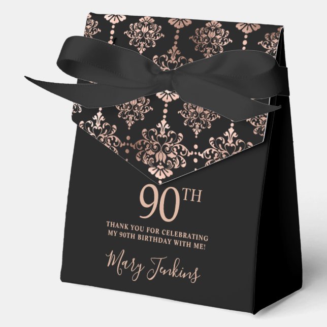 Caja Para Regalos 90th Birthday Rose Gold Elegant Thank You  (Anverso)