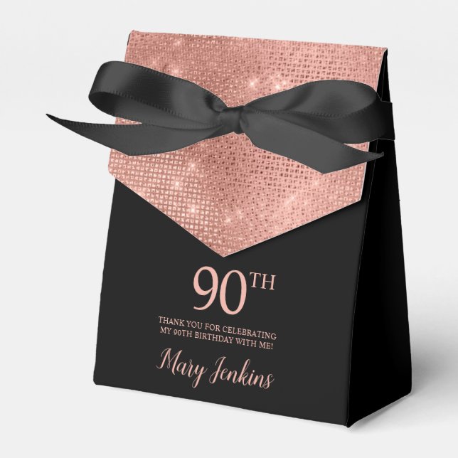 Caja Para Regalos 90th Birthday Rose Gold Thank You Favor Box (Front Side)