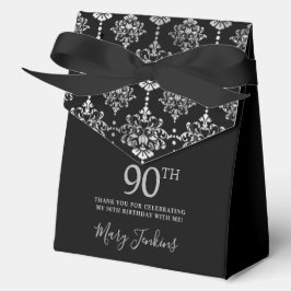 Caja Para Regalos 90th Birthday Silver Elegant Thank You 