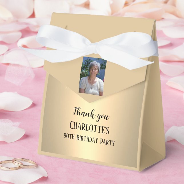 Caja Para Regalos 90th Ninety Elegant Birthday Party Gold (Boda)