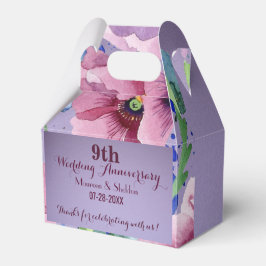 Caja Para Regalos 9.º aniversario Boda morado y amapola