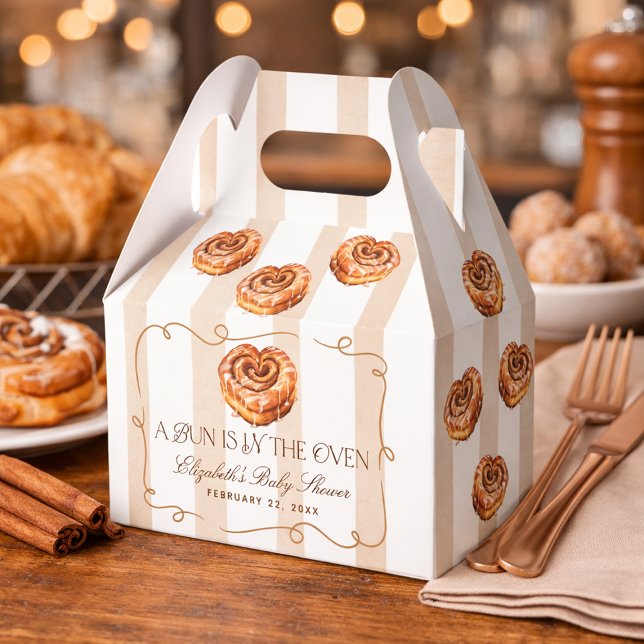 Caja Para Regalos A Bun in the Oven Cinnamon Roll Theme Baby Shower (A Bun in the Oven Cinnamon Roll Theme Baby Shower Favor Boxes)