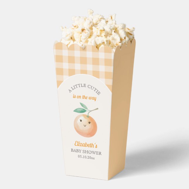Caja Para Regalos A Little Cutie Orange Gingham Citrus Baby Shower (apareció)