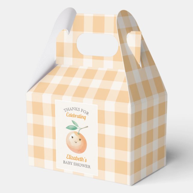 Caja Para Regalos A Little Cutie Orange Gingham Citrus Baby Shower (Anverso)