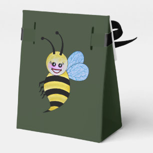 Caja Para Regalos Abeja Cuidada De Acuarela Con Sonrisa Feliz