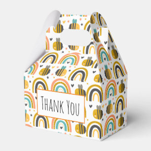 Caja Para Regalos Abeja de burbujas y patrón de arcos de lluvia grac