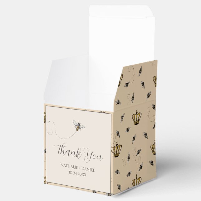 Caja Para Regalos Abejas Elegantes y Reina Abeja Corona de Oro (Abierto)