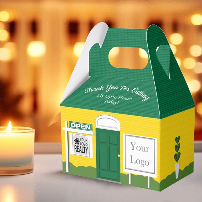 Caja Para Regalos Abierto el Rótulo Realtor de Madera Verde y Oro (Subido por el creador)