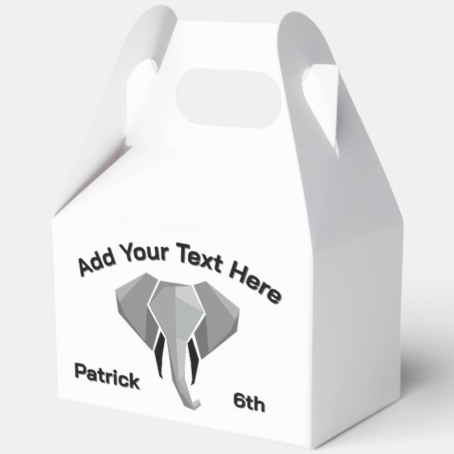 Caja Para Regalos ABIGAIL - Elephant Head Age Name Text (Reverso )