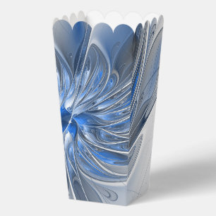 Caja Para Regalos Abstracto Flor de arte fractal de color gris azul