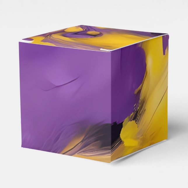 Caja Para Regalos Abstracto Morado y Dorado (Costado Anverso)