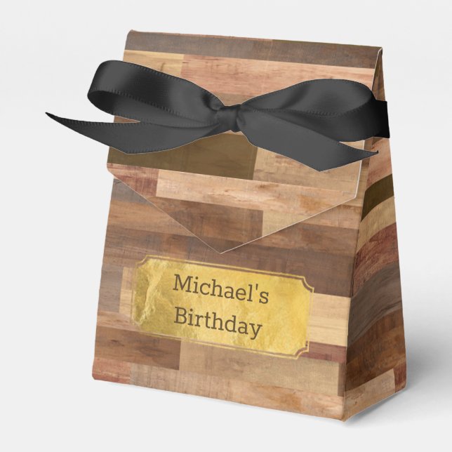 Caja Para Regalos Acentos de oro del Plano de Madera de Madera Perso (Front Side)
