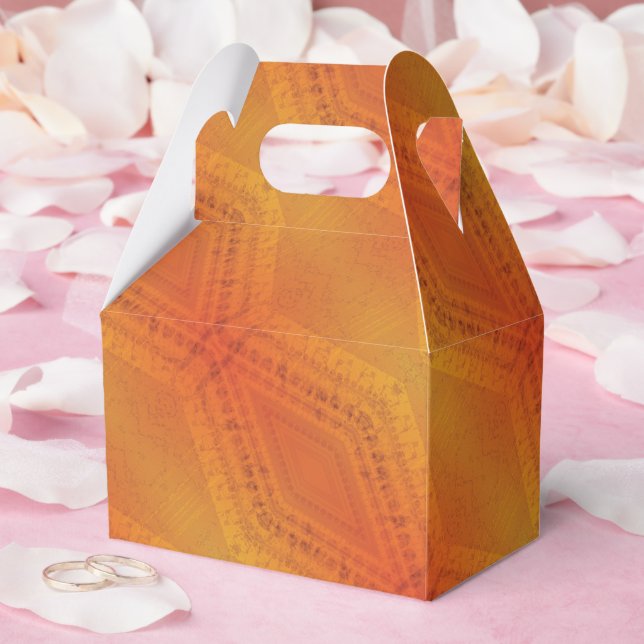 Caja Para Regalos Aceptación | Patrón de Shibori Amarillo Naranja Ro (Boda)