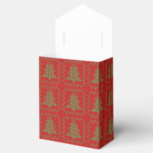 Caja Para Regalos Acogedor patrón de suéter feo de árbol de Navidad