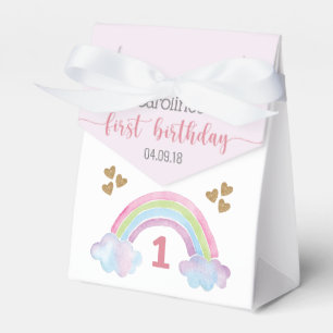Caja Para Regalos Acuarela Arcoiris Purpurina Chica del corazón Pri