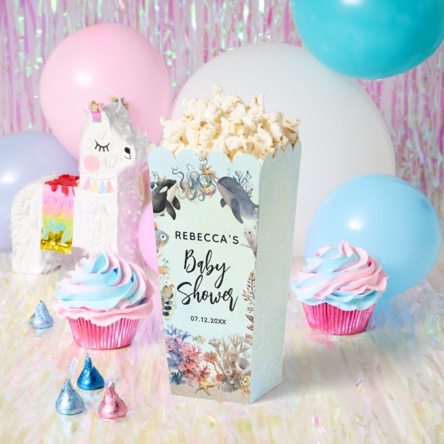 Caja Para Regalos Acuarela bajo el Baby Shower neutro del mar (Fiesta)