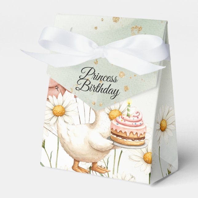 Caja Para Regalos Acuarela Bebé blanco ganso fiesta de cumpleaños (Front Side)