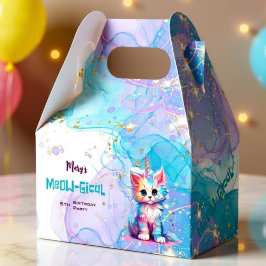 Caja Para Regalos Acuarela Caticorn Meow-Gical Cumpleaños
