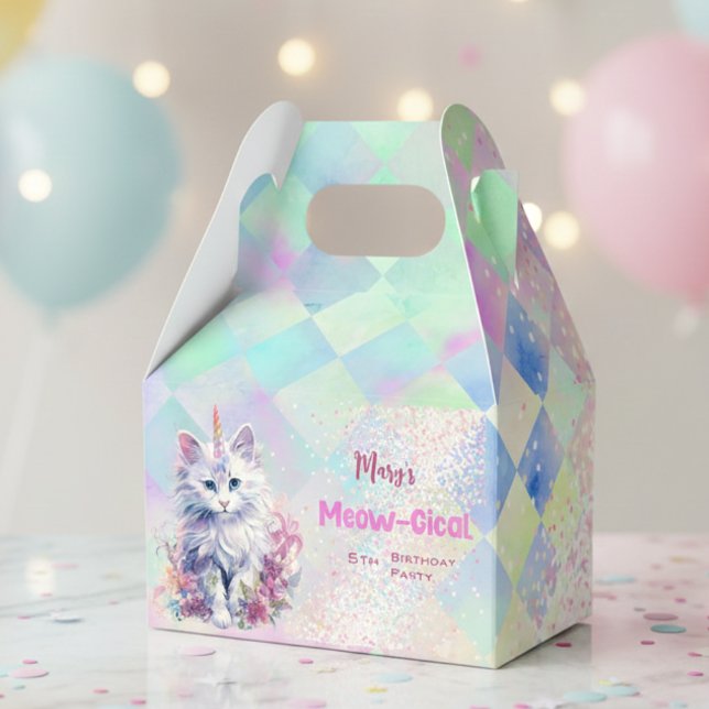 Caja Para Regalos Acuarela Caticorn Meow-Gical Cumpleaños (Subido por el creador)