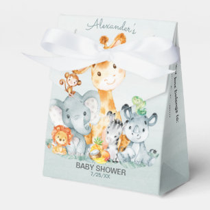 Caja Para Regalos Acuarela Cute Safari Chica Baby Shower