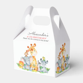 Caja Para Regalos Acuarela Cute Safari Jungle Animales Cumpleaños