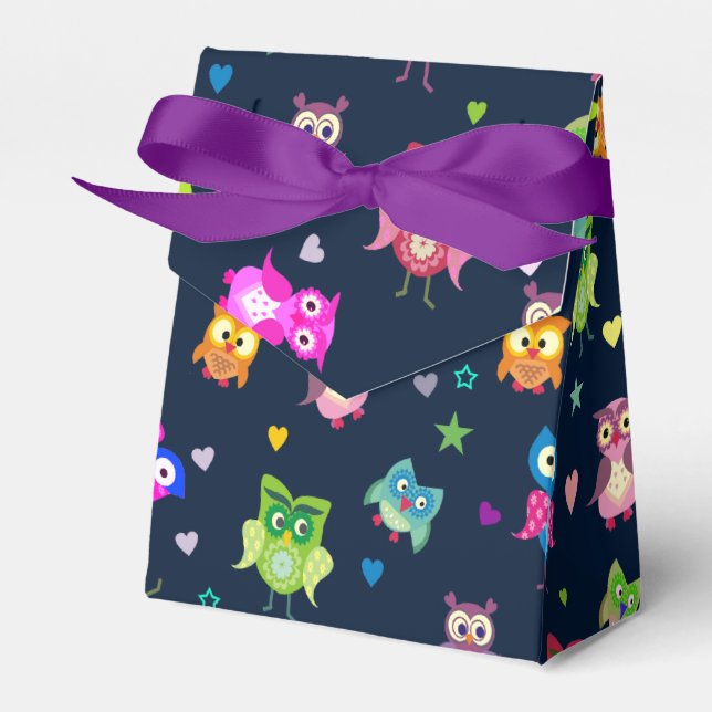 Caja Para Regalos acuarela de búhos arcoiris (Front Side)