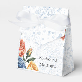 Caja Para Regalos Acuarela de Tinta Alcohólica Rosas Naranjas Azules