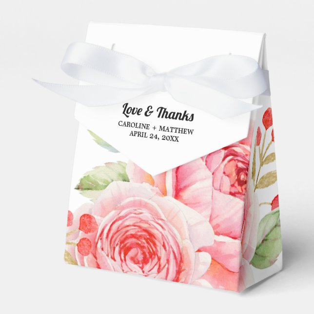 Caja Para Regalos Acuarela Diseño floral Boxes de favoritas de boda (Front Side)