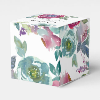 Caja Para Regalos Acuarela floral en menta y malva