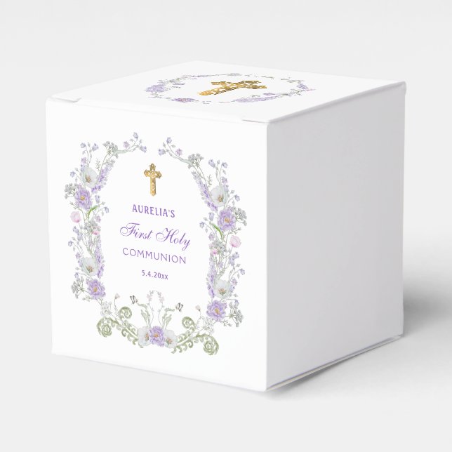 Caja Para Regalos Acuarela Flores Lilac Primer Cubo Comunitario (Costado Anverso)