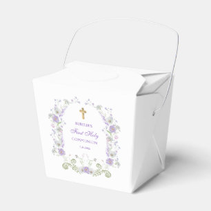 Caja Para Regalos Acuarela Flores Lilac Primera Comunión Sacada