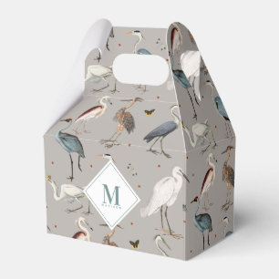 Caja Para Regalos Acuarela Heron Bird Egret Nature Monogramada